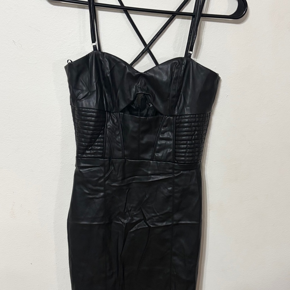 Zara Black Leather-Style Dress - Picture 11 of 11
